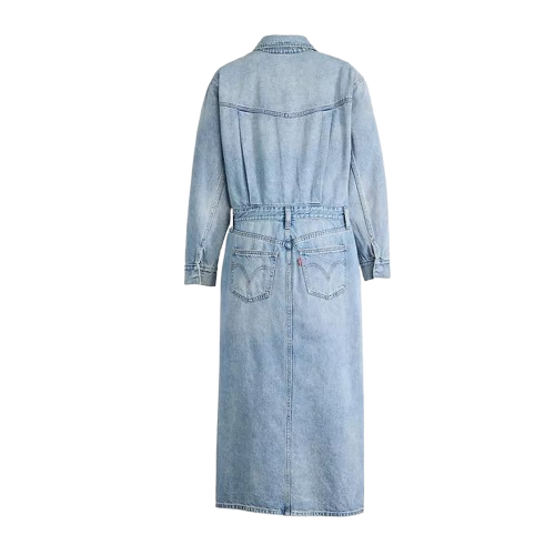 Western Denim Midi Dress (8154159677648)
