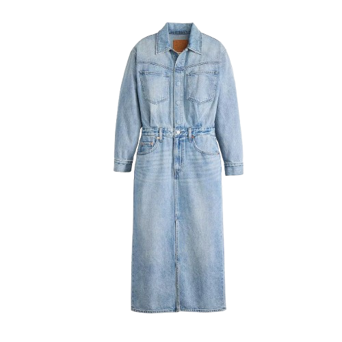 Western Denim Midi Dress (8154159677648)