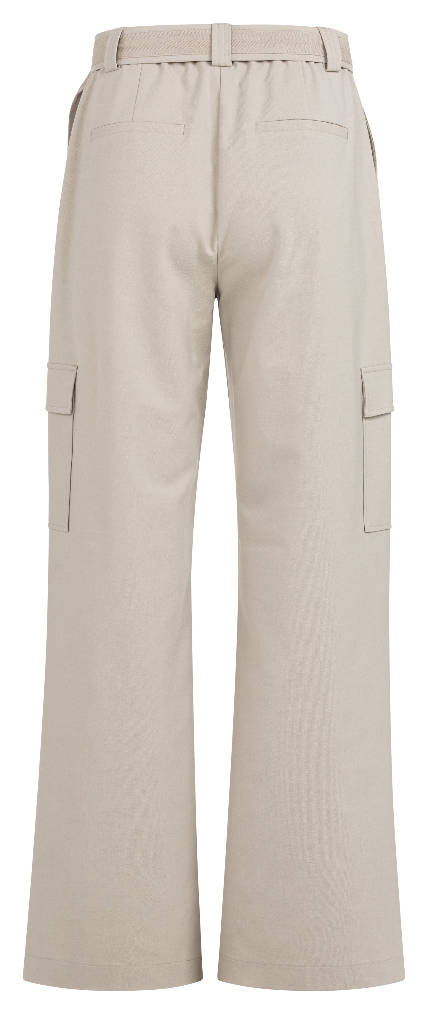 Trousers with cargo pockets, wide legs and matching belt