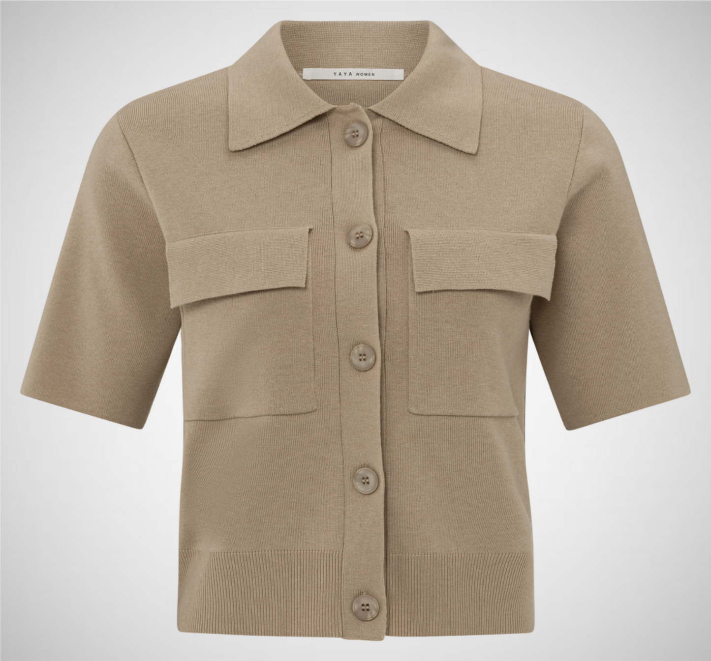 Short Sleeve Cardigan With Chest Pockets (8255629361360)