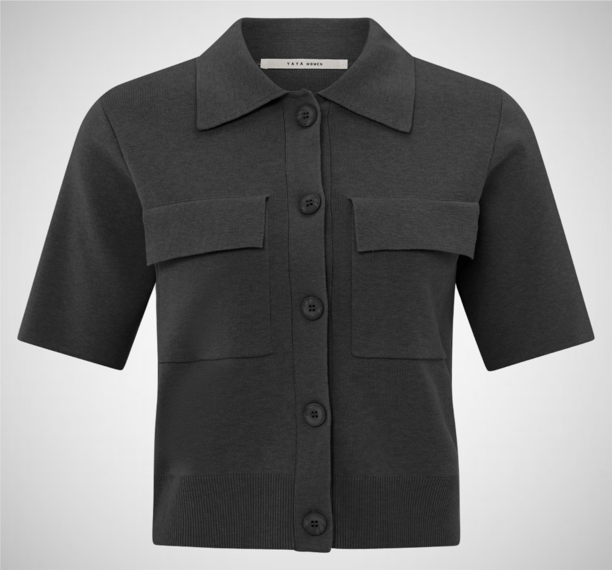 Short Sleeve Cardigan With Chest Pockets (8255629361360)