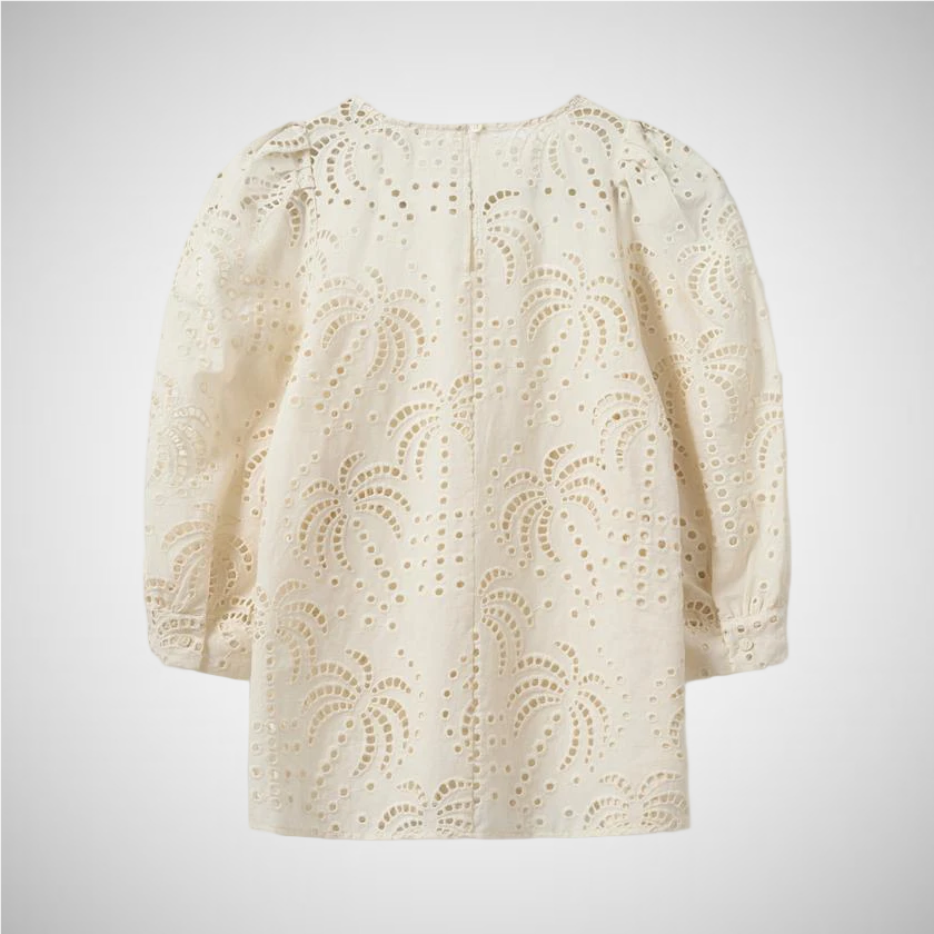 Eyelet Embroidered Puff Sleeve Blouse (8257186070736)