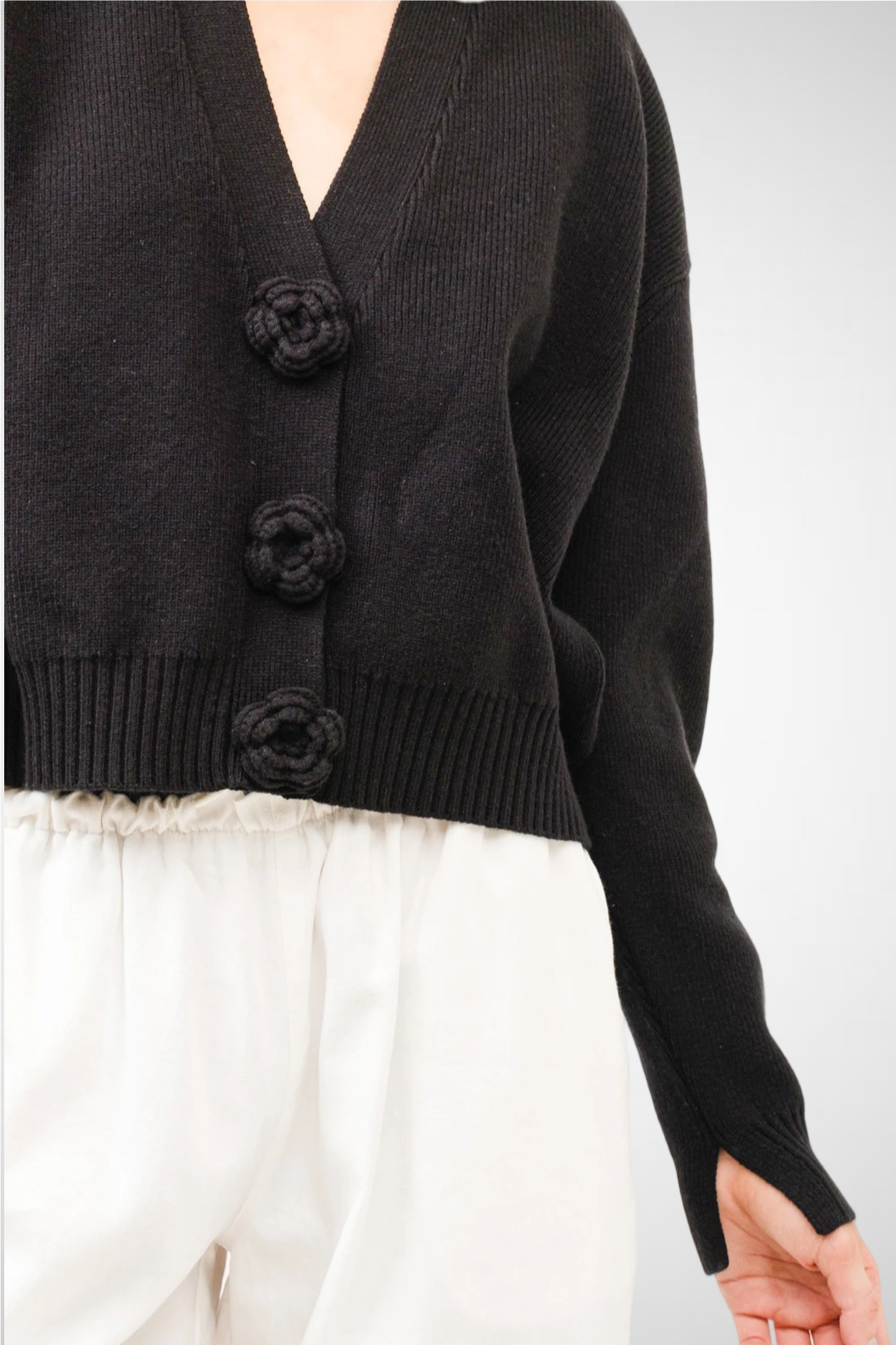 Knit Floral Detail Cardigan (8260446748880)