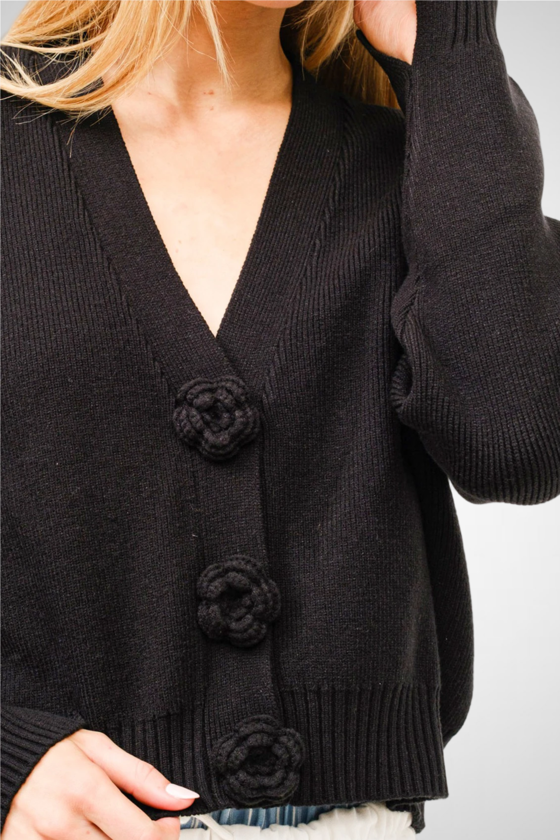 Knit Floral Detail Cardigan (8260446748880)