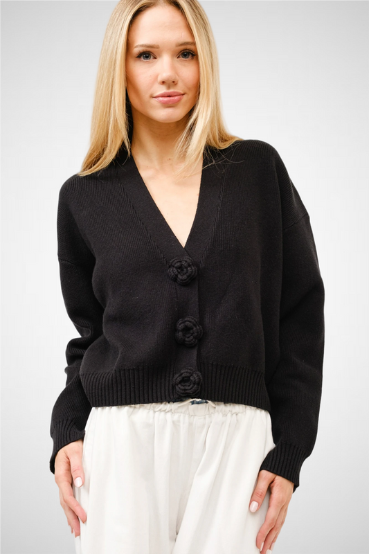 Knit Floral Detail Cardigan (8260446748880)
