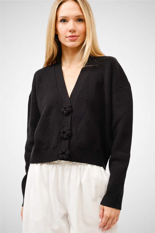 Knit Floral Detail Cardigan (8260446748880)