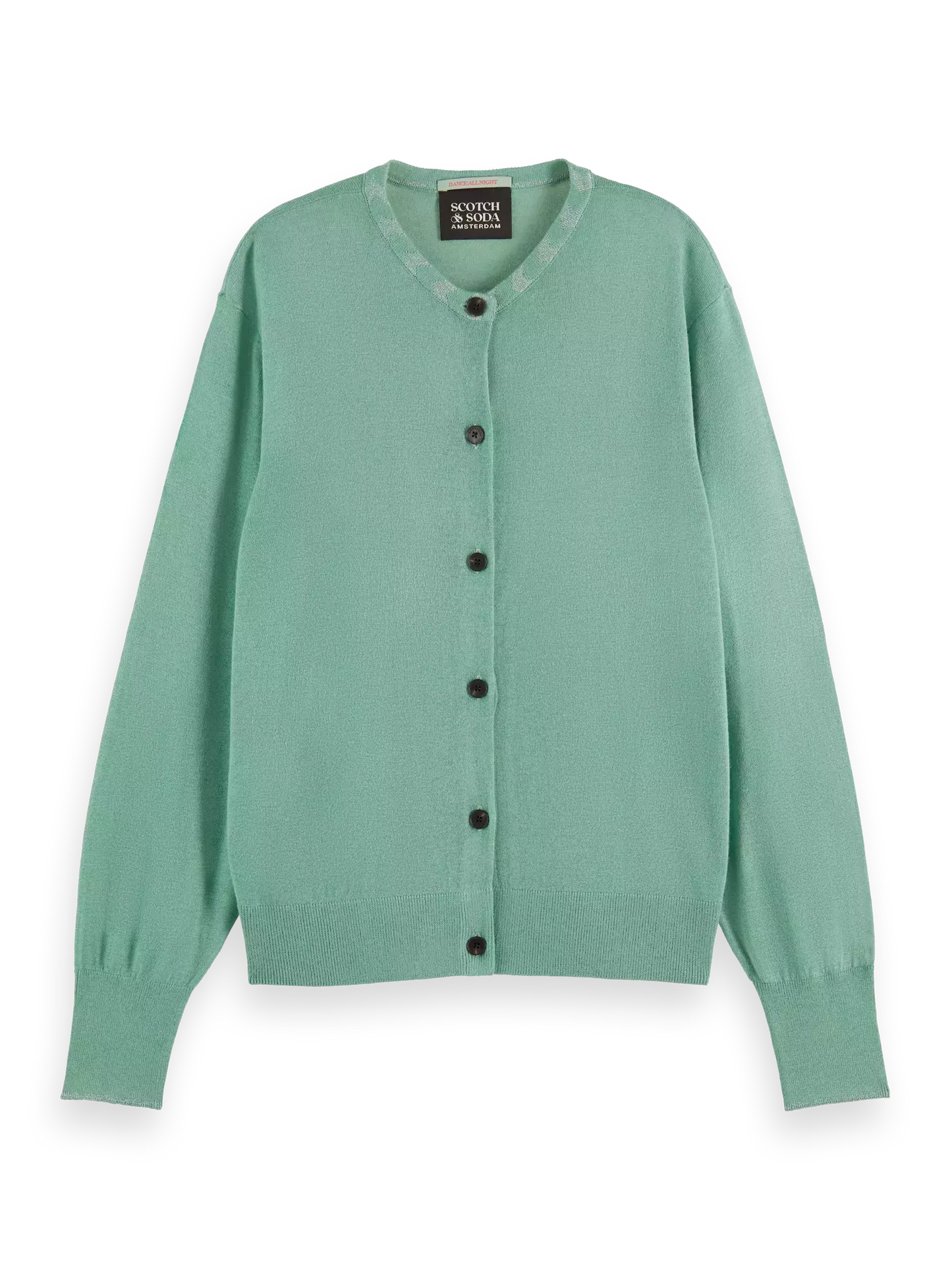 Jacquard Trim Crew Neck Cardigan (7980188795088)