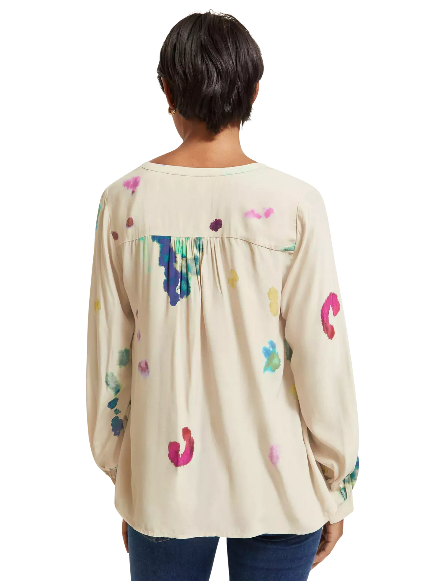 Lace Up Top With Balloon Sleeves (7980187746512)