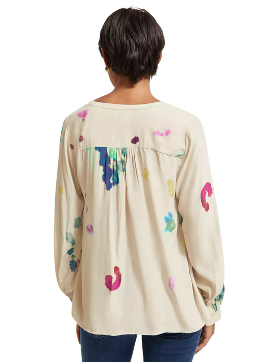 Lace Up Top With Balloon Sleeves (7980187746512)