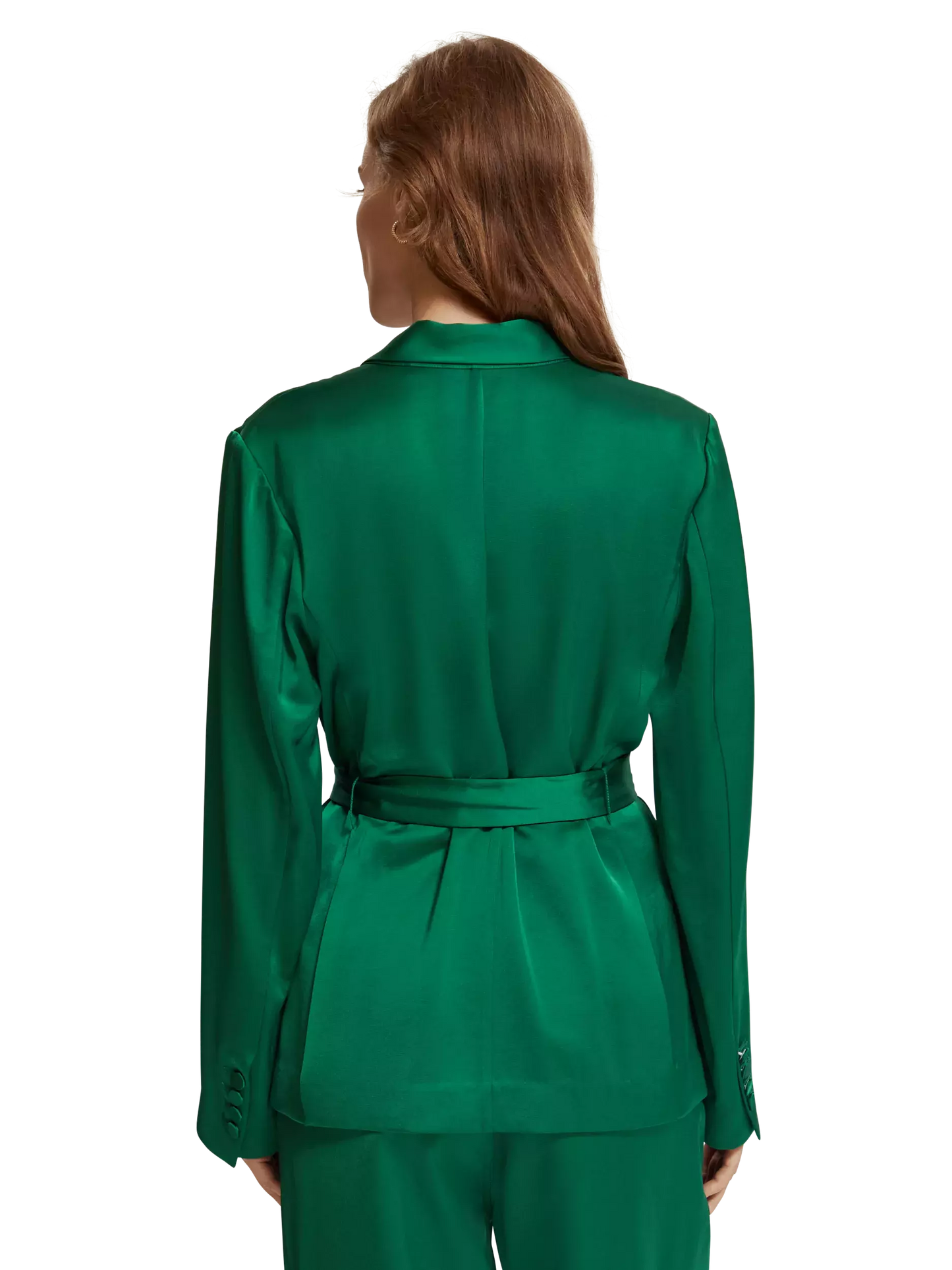Belted Satin Single Breasted Blazer (8002671018192)