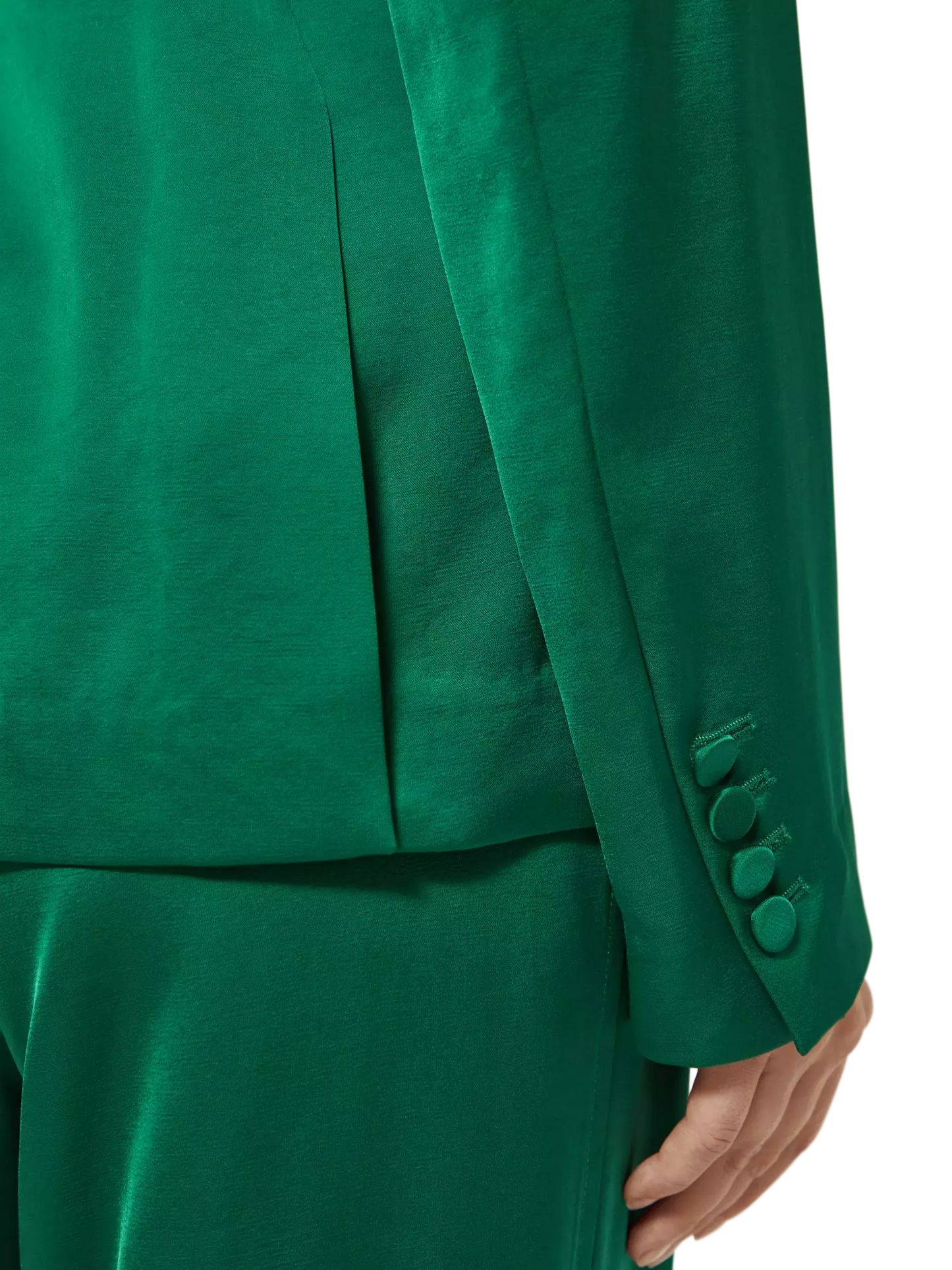 Belted Satin Single Breasted Blazer (8002671018192)