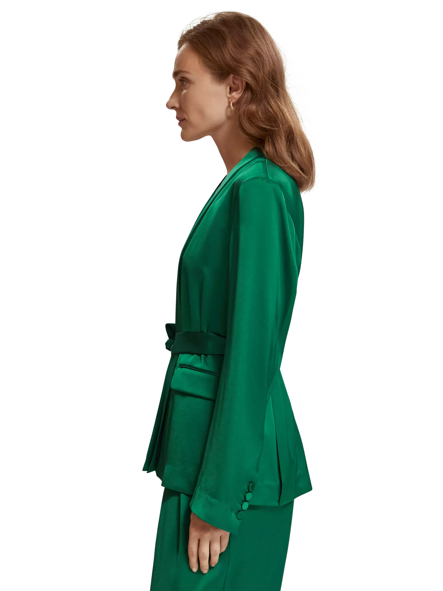 Belted Satin Single Breasted Blazer (8002671018192)