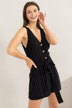 Load image into Gallery viewer, Pinstriped Linen Blended Romper (8028538110160)

