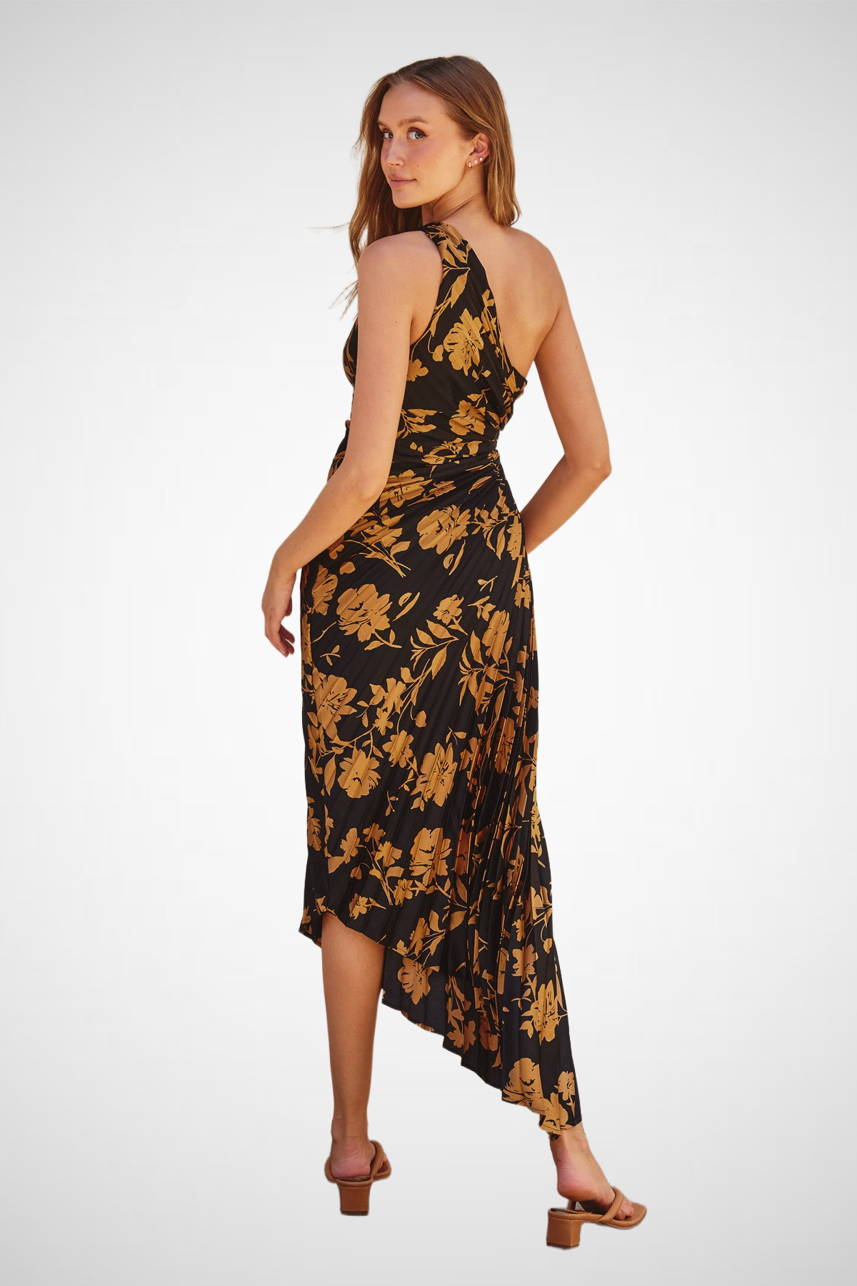 Undeniable Icon Asymmetrical Pleated Maxi Dress (8229667799248)