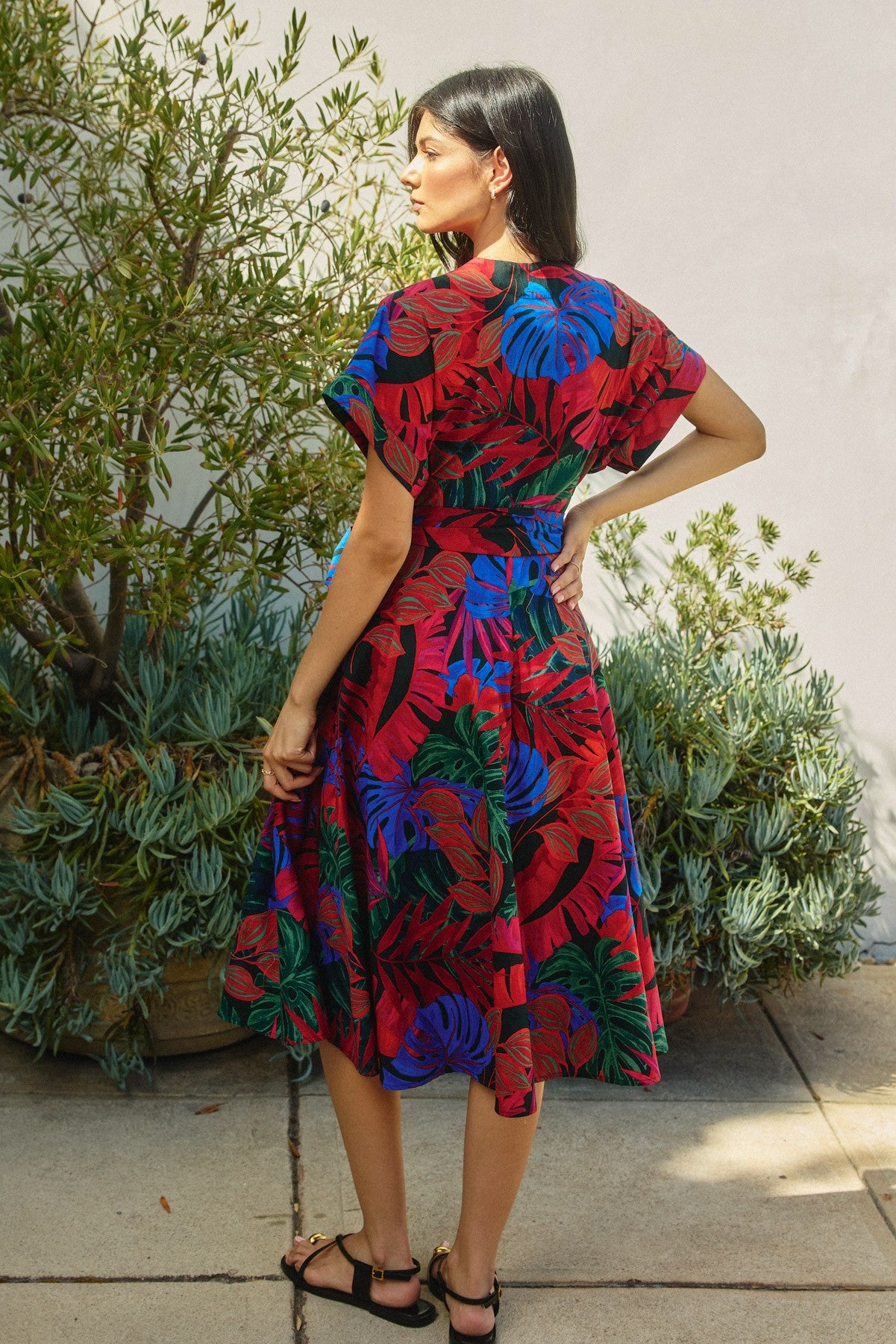 Hot Shot Wrap Midi Dress (8276757217488)