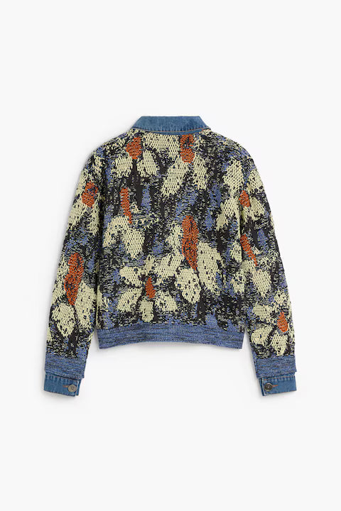 Rich Textured Abstract Jacquard Pattern Jacket Cardigan