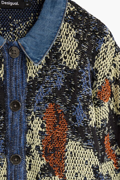 Rich Textured Abstract Jacquard Pattern Jacket Cardigan