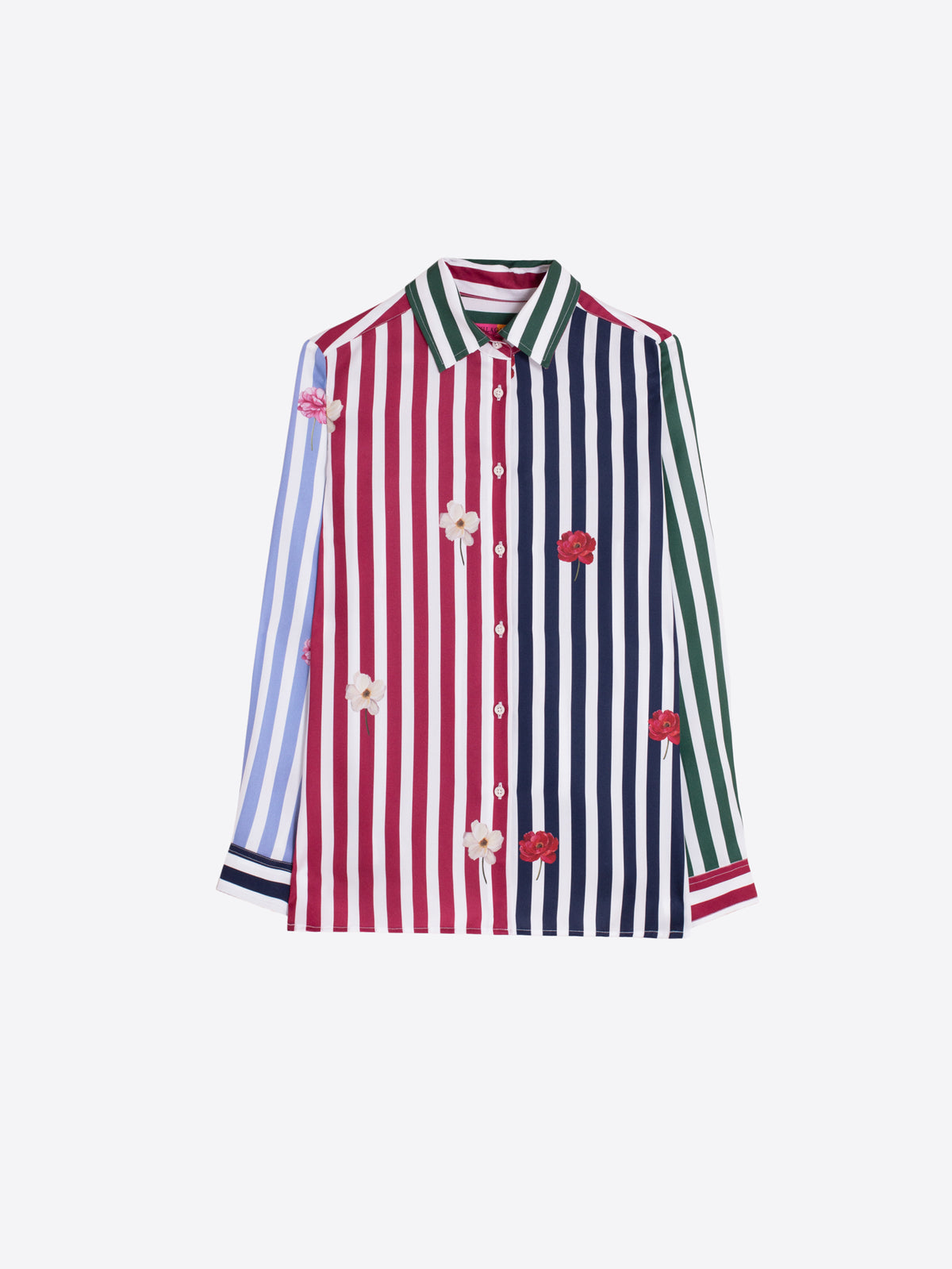 Multicolored Striped Floral Shirt