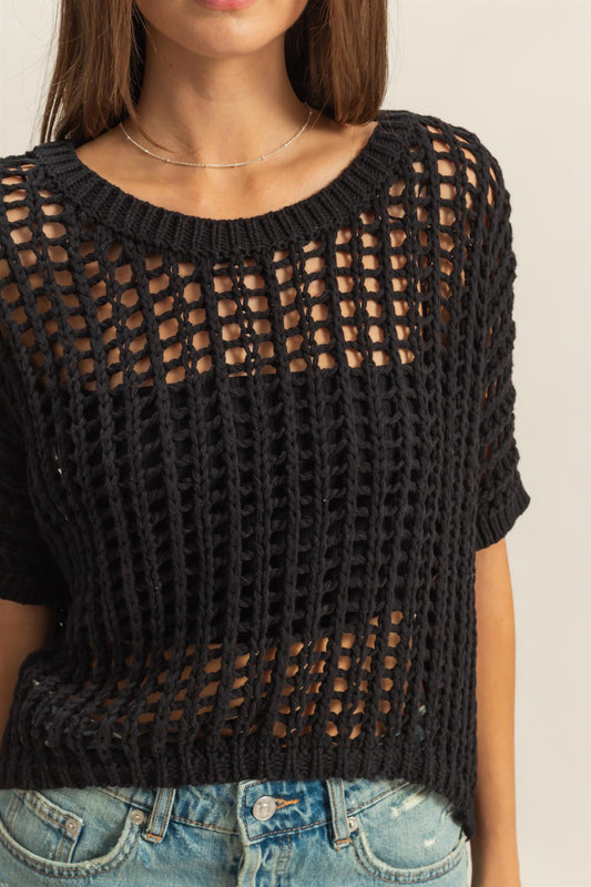 Open Sticth Drop Shoulder Top (8268851216592)
