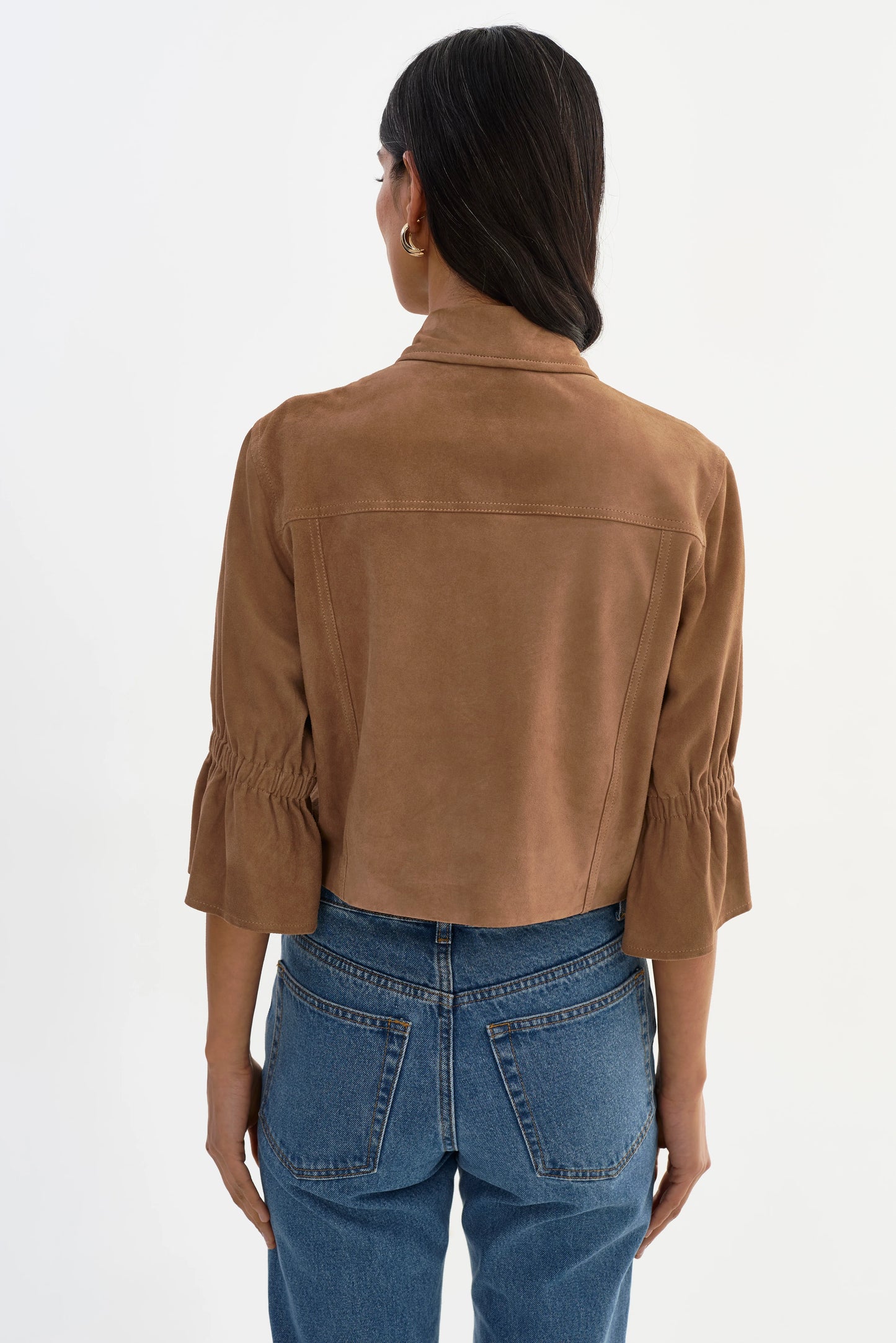 Carolina Suede Ruffle Sleeve Jacket