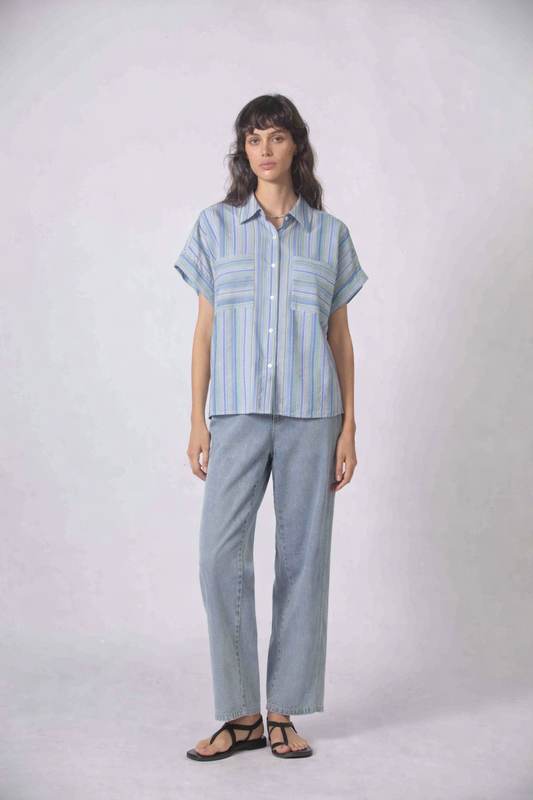 Relaxed Striped Button-Up