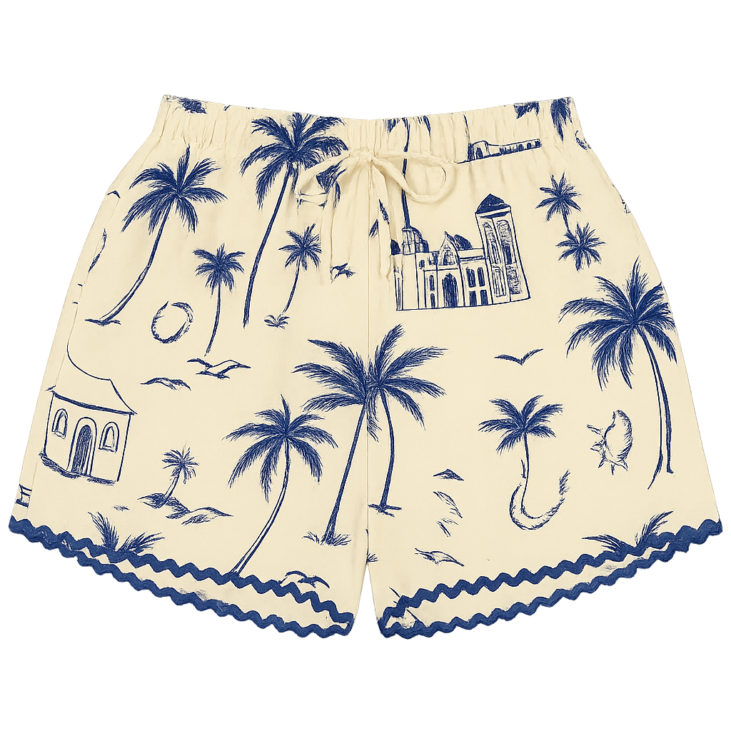 Palm tree oriental printed short (8261487689936)