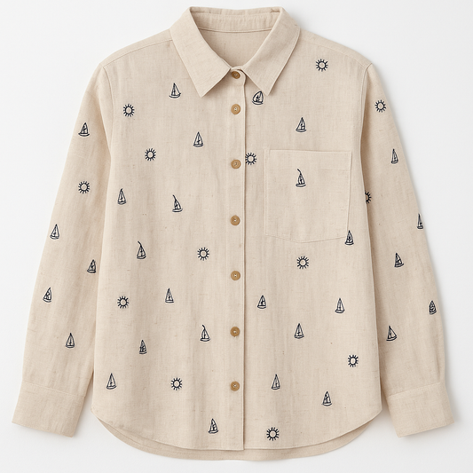 Long Sleeve Collared Button Down Shirt (8261486608592)