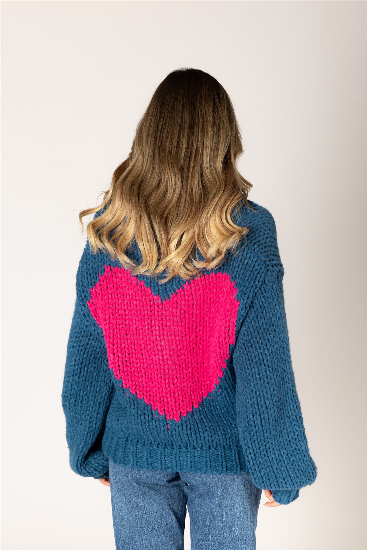 Cardigan en cœur tricoté main