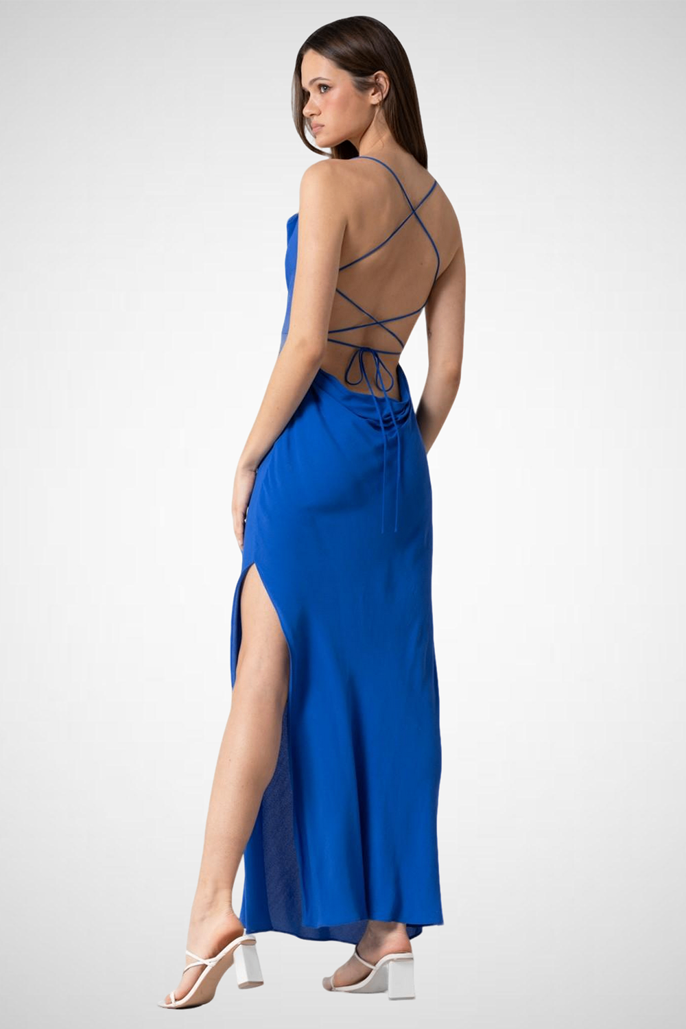 Woven Cowl Neck Backless Dress (8261478383824)