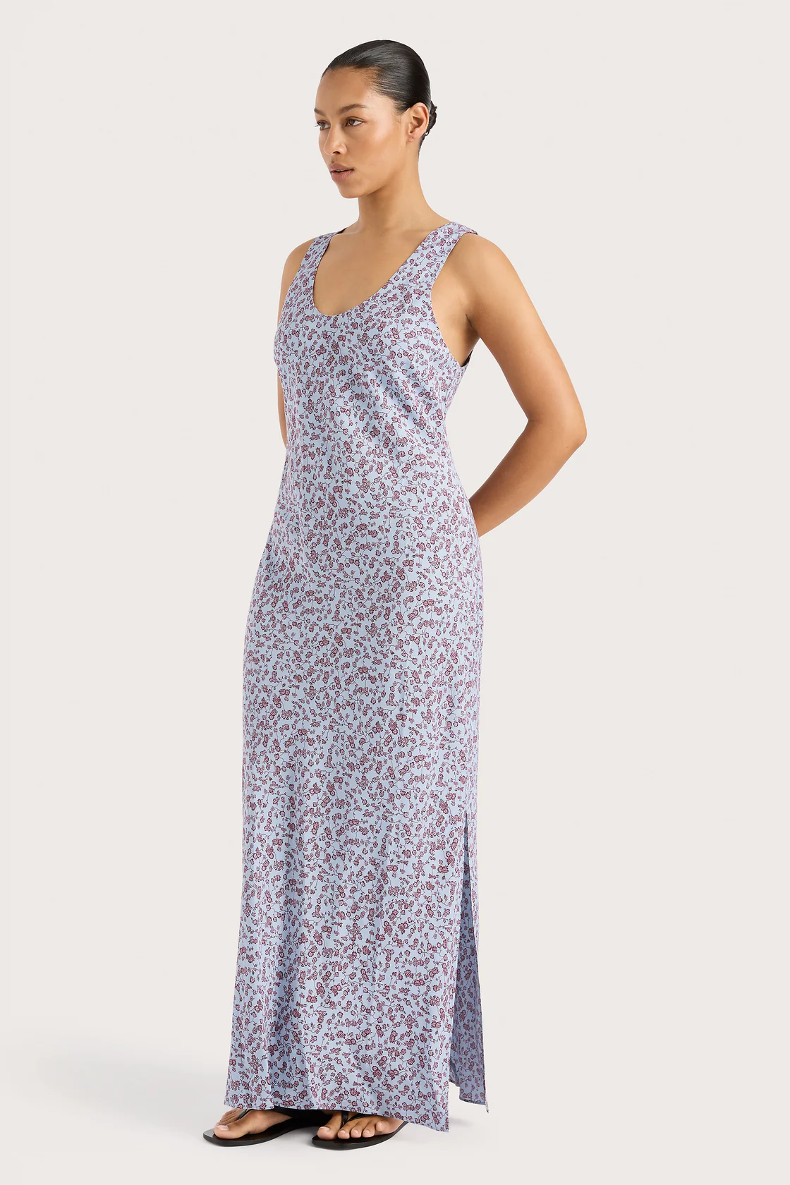 Amaryllis Floral long dress (8245135474896)