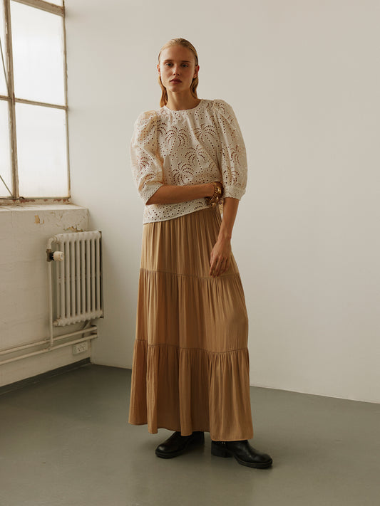 Eyelet Embroidered Puff Sleeve Blouse (8257186070736)