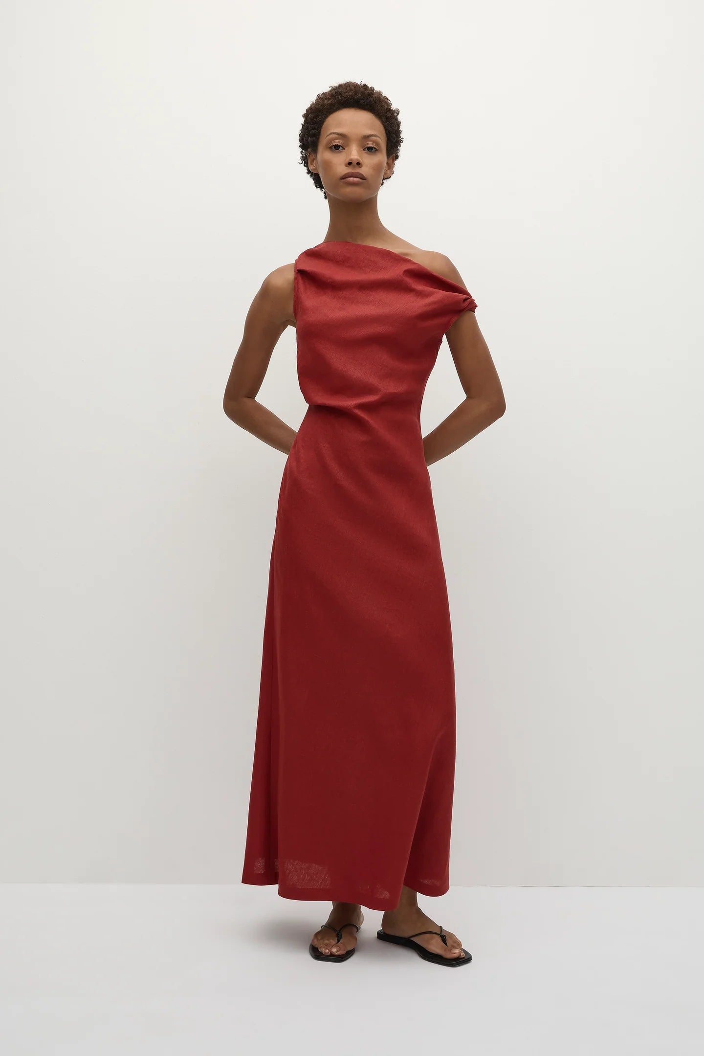 faithfull the brand one shoulder dress FAITHFULL Laureles One-Shoulder Striped Organic Cotton-Poplin Maxi Dress