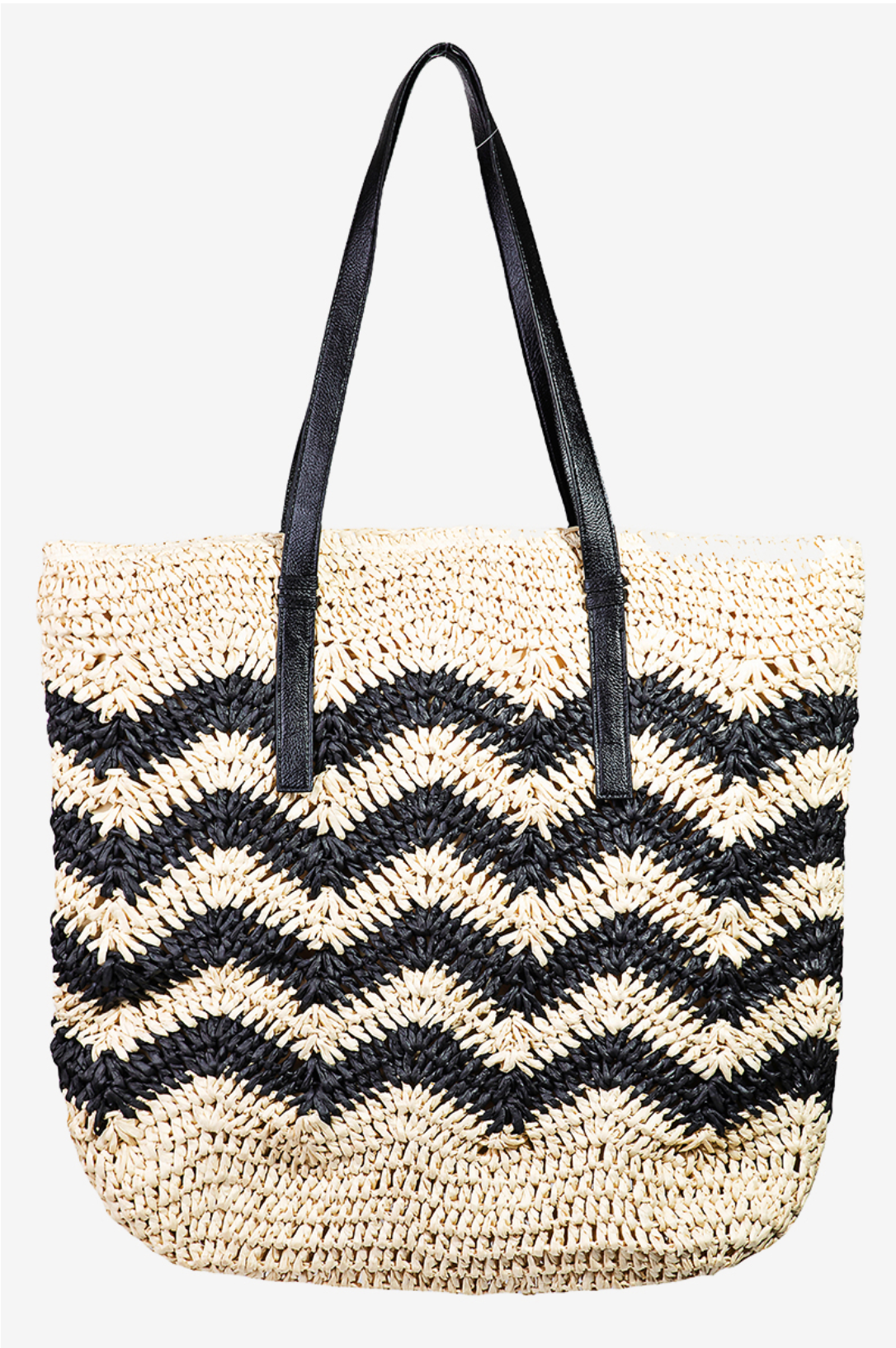 Zig Zag Stripe Braided Tote Bag (7916003360976)