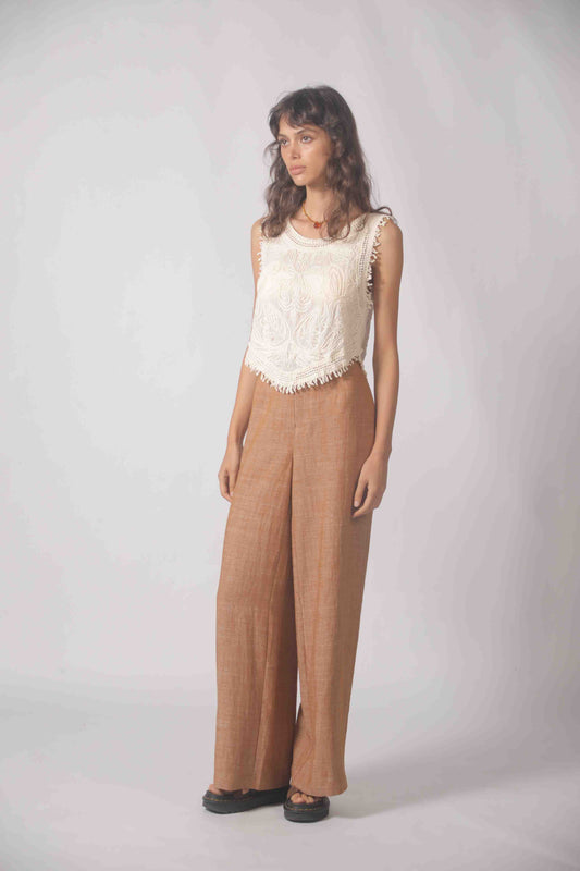 Embroidered Crochet Tank