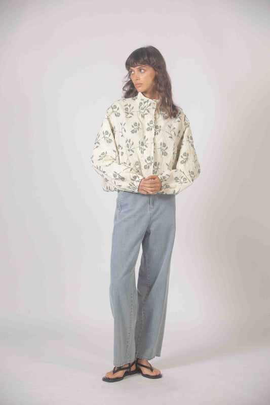 Floral Embroidered High Neck Jacket