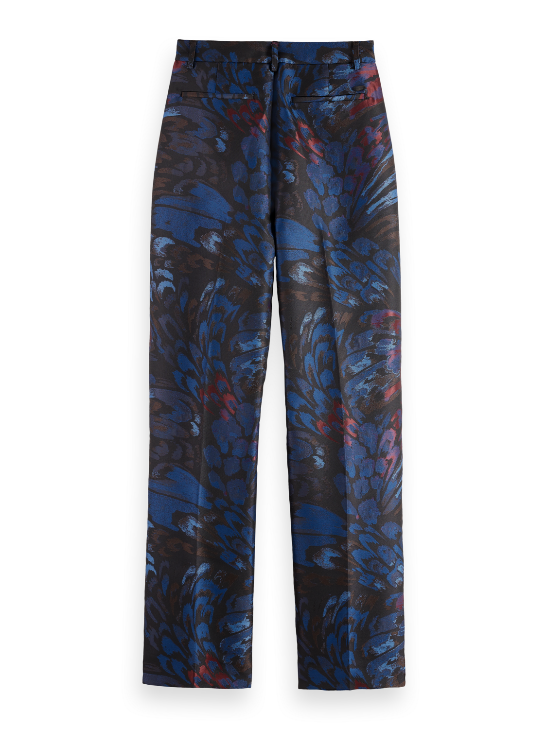 Pantalon droit en jacquard à motif de faisan ondulé