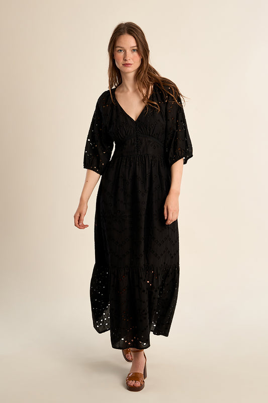 Floral Embroidery Maxi Dress