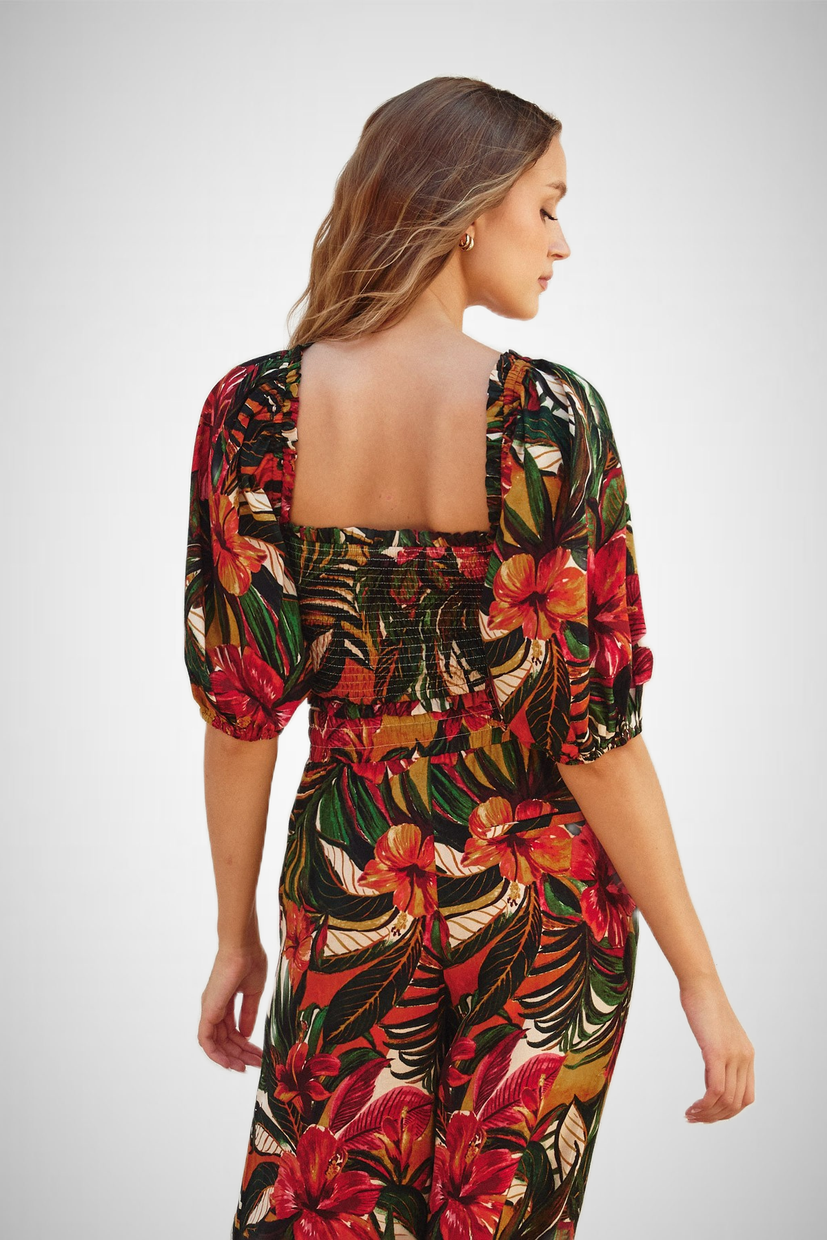 Maui Smocked And Ruched Crop Top (8276757512400)