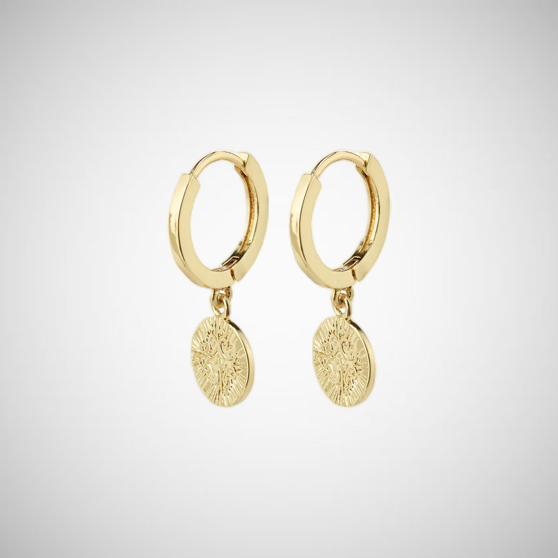 Nomad Coin Huggie Hoop Earrings Gold Plated (8302555791568)