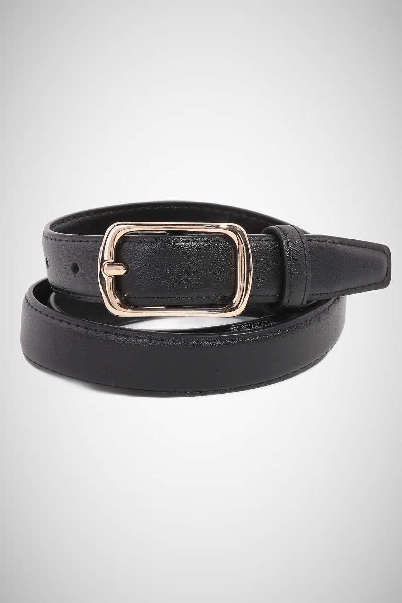 Metallic Rectangle Buckle Leather Belt (8258937880784)