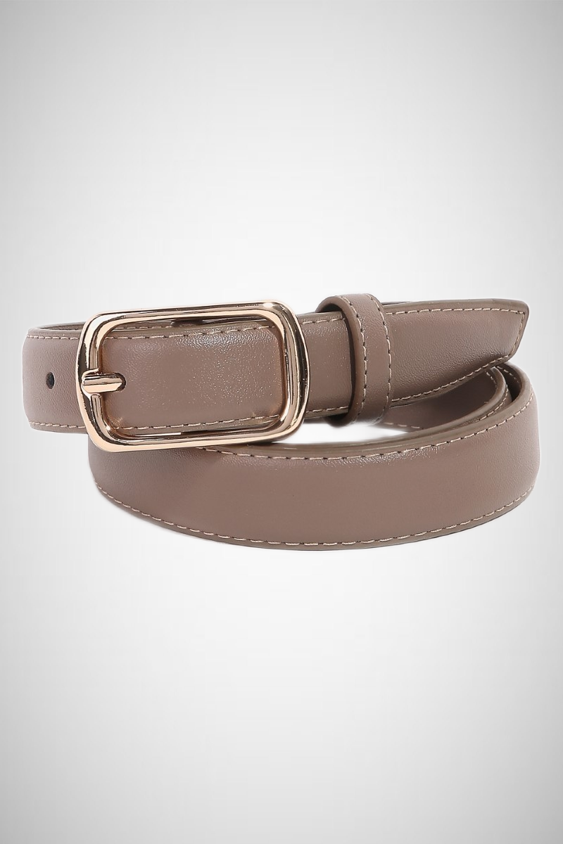 Metallic Rectangle Buckle Leather Belt (8258937880784)