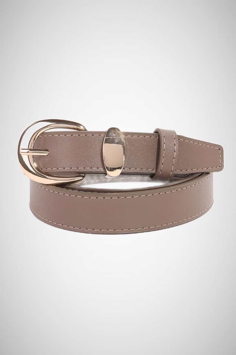 Metallic Crescent Buckle Leather Belt (8258937848016)