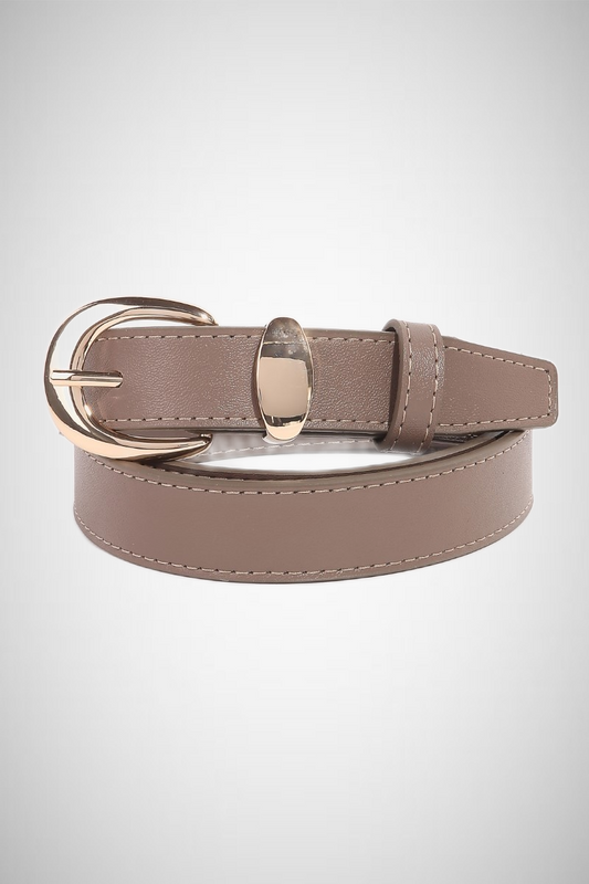 Metallic Crescent Buckle Leather Belt (8258937848016)