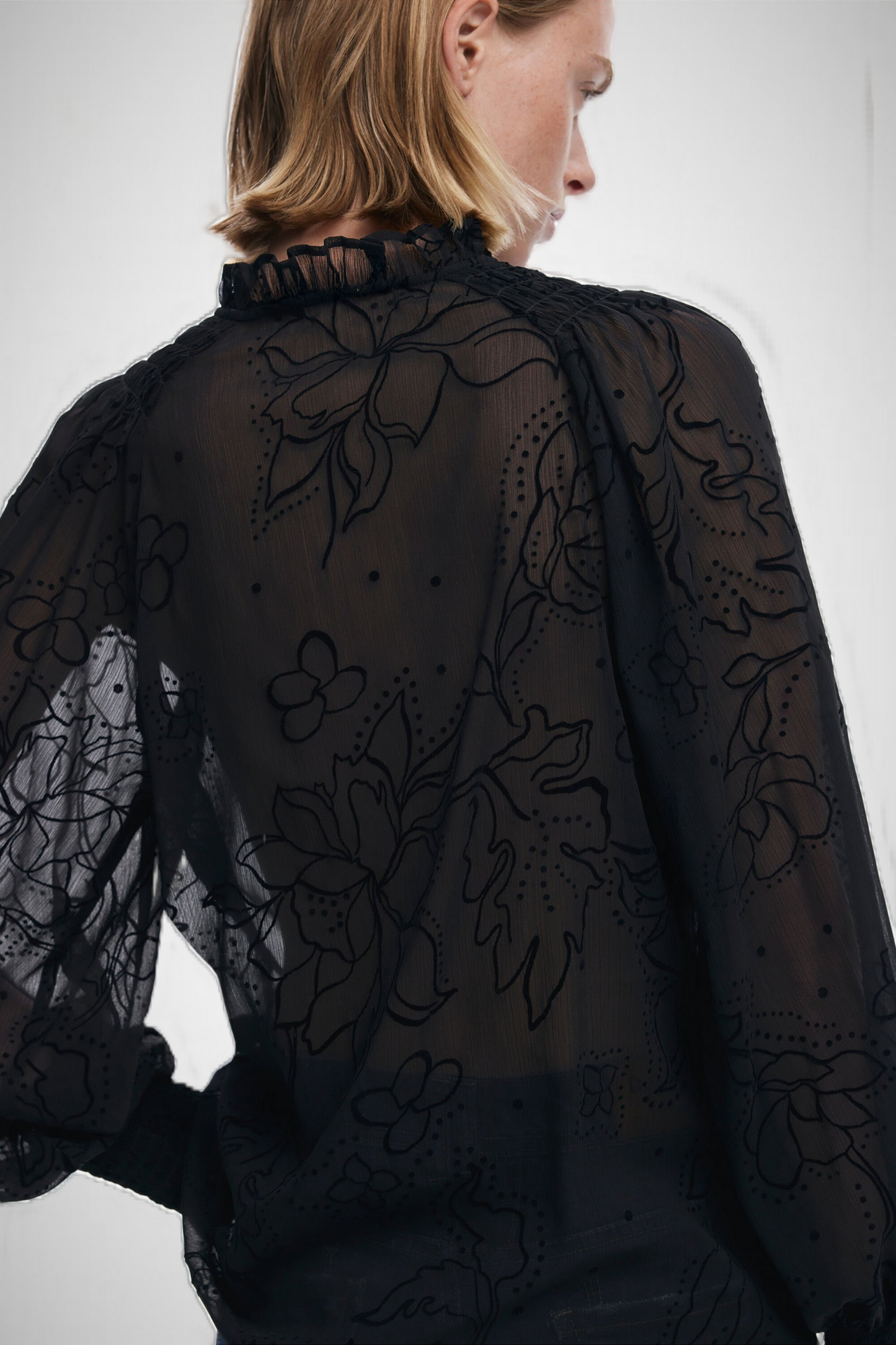 Flocked Sheer Blouse (8337562403024)