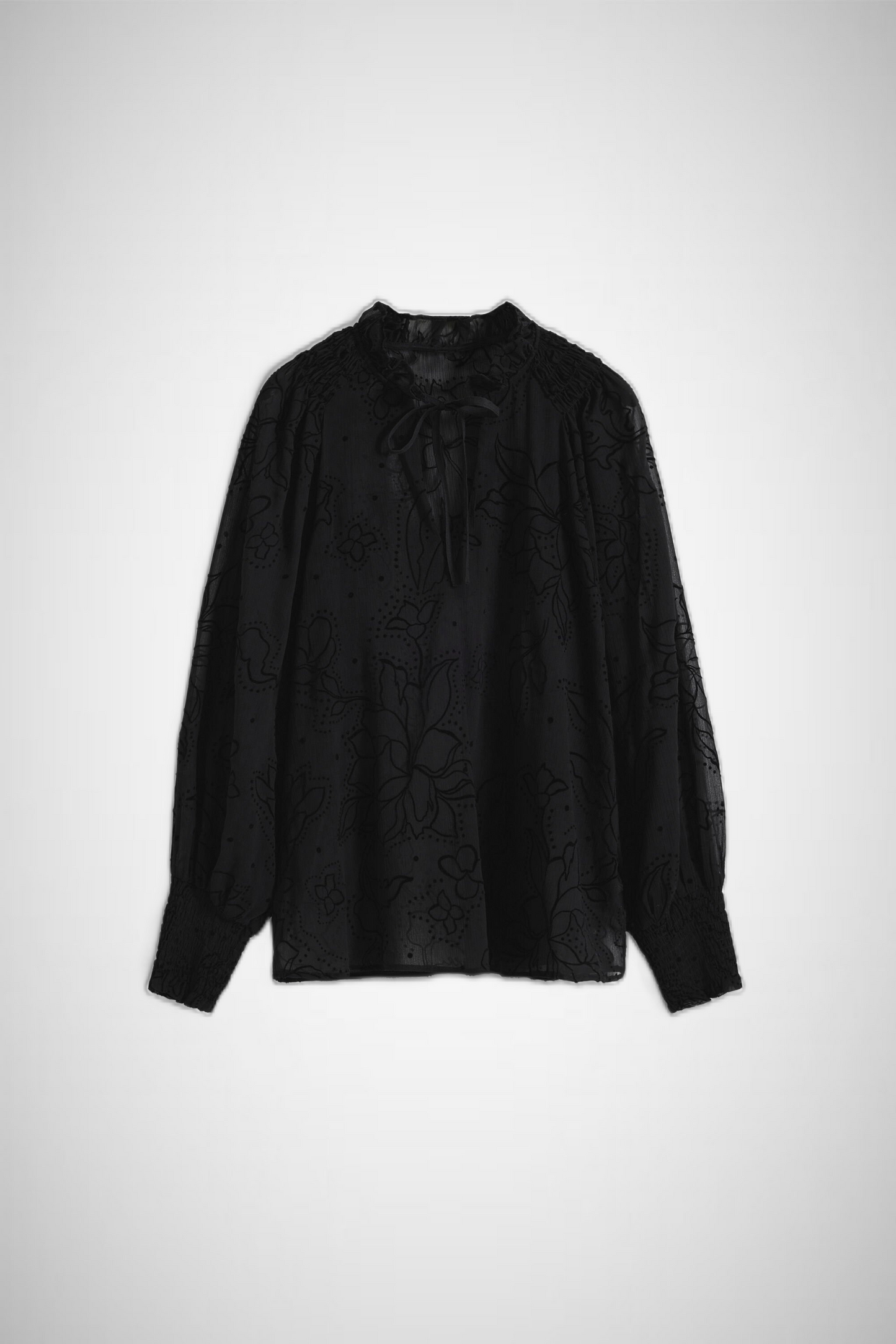 Flocked Sheer Blouse (8337562403024)