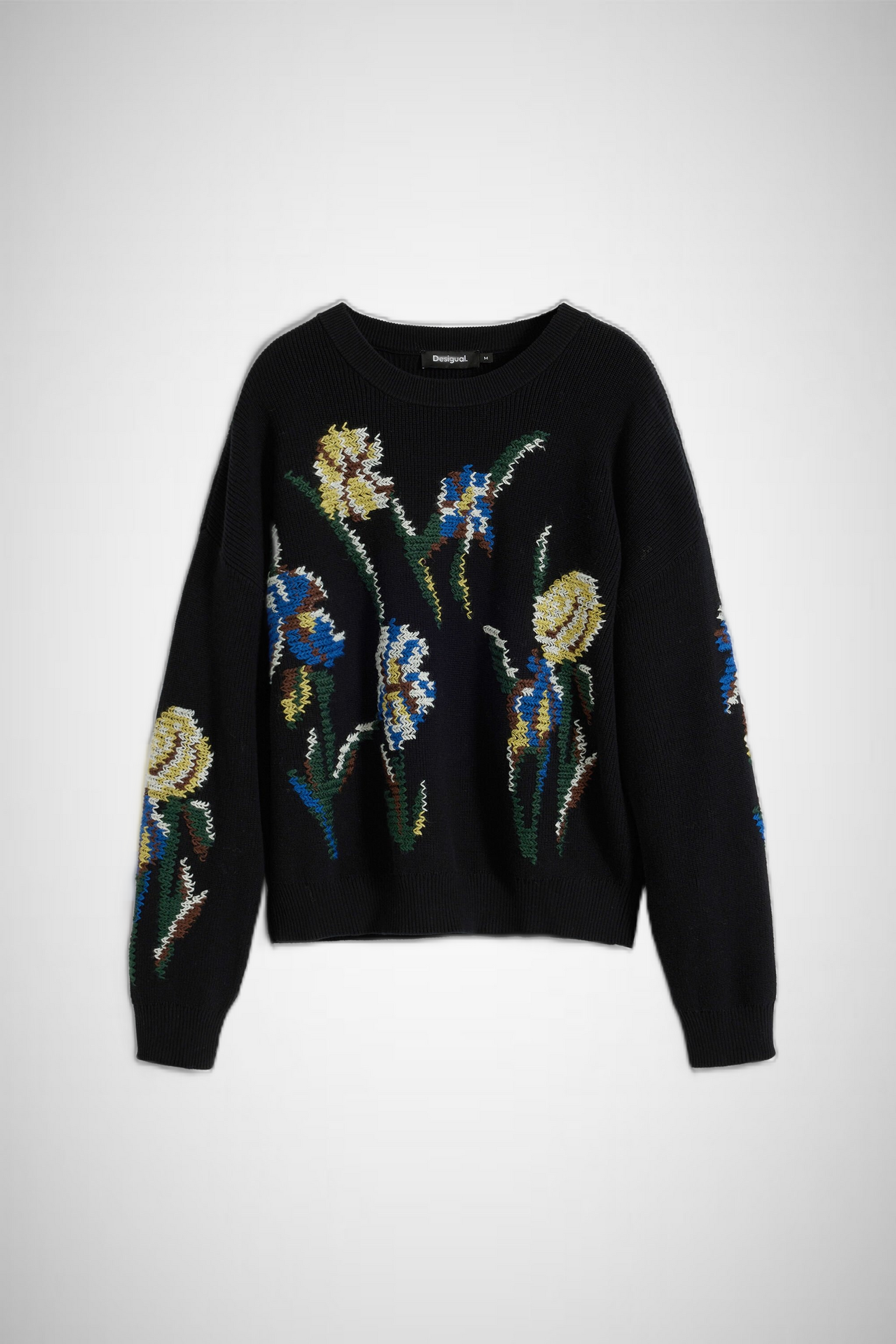 Jacquard Sweater With Embroidered Flowers (8337562534096)