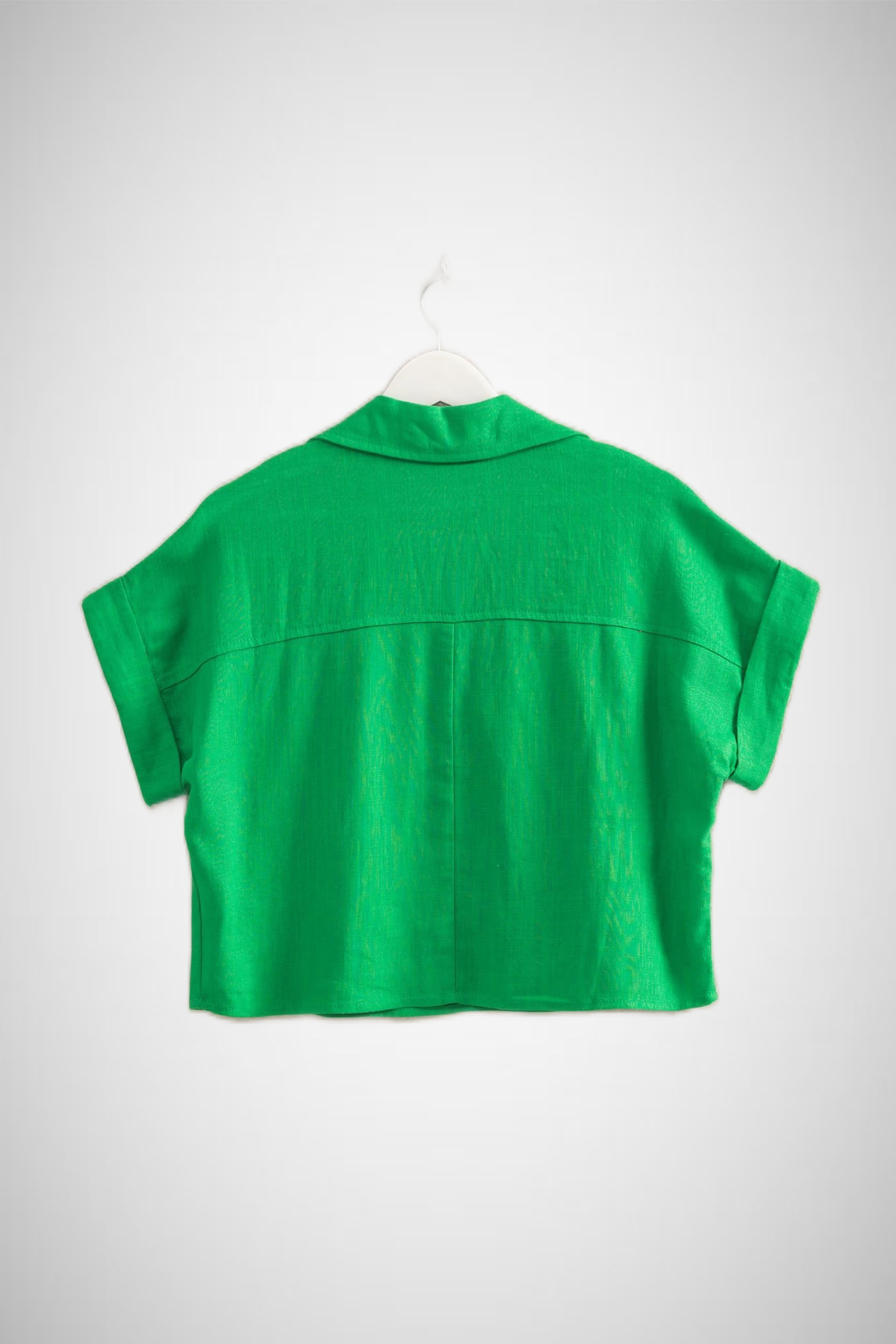 V-Neck Short Sleeve Linen Top (8268850790608)