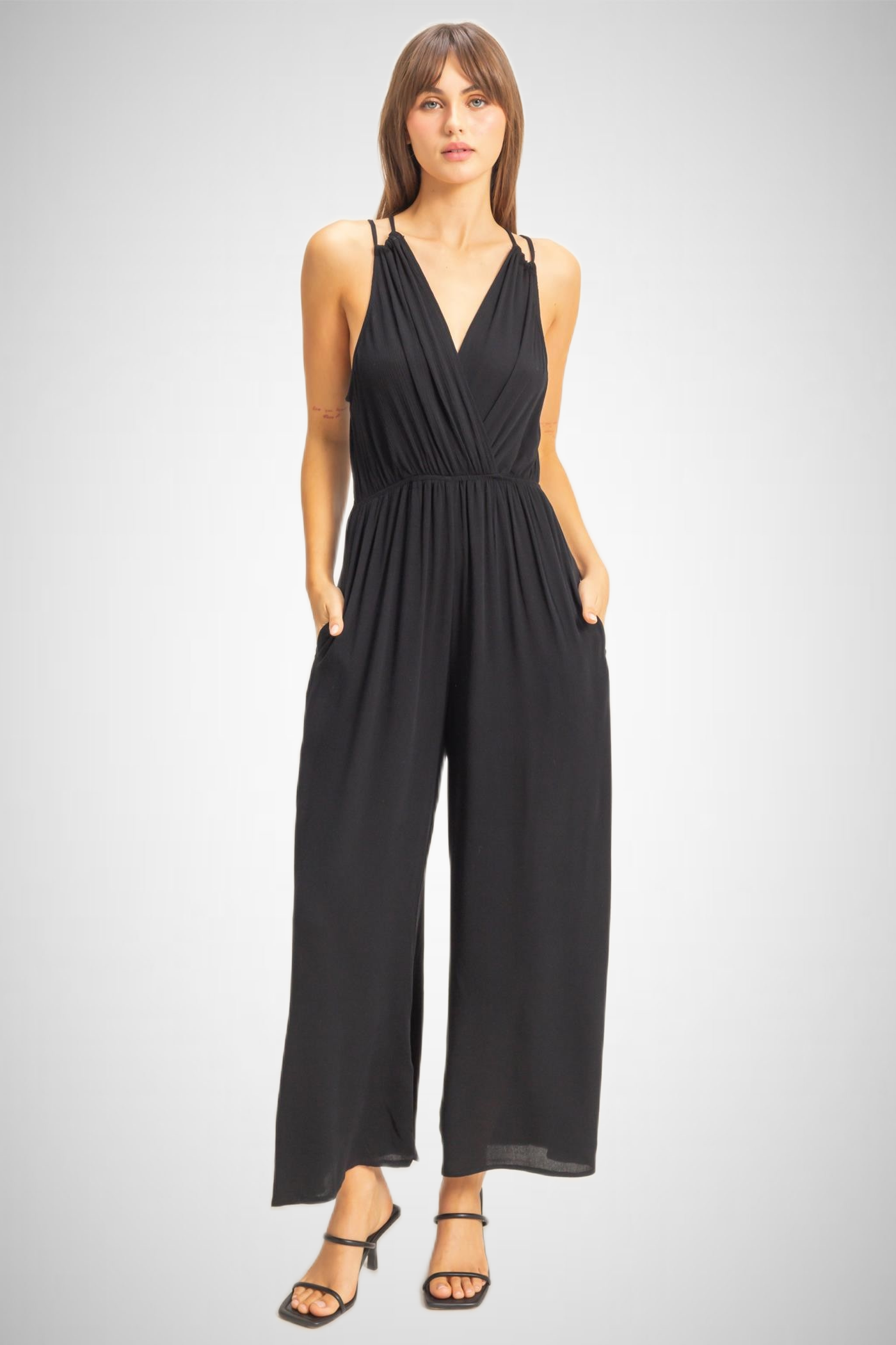 Surplice Bodice Wide Leg Jumpsuit (8268850004176)