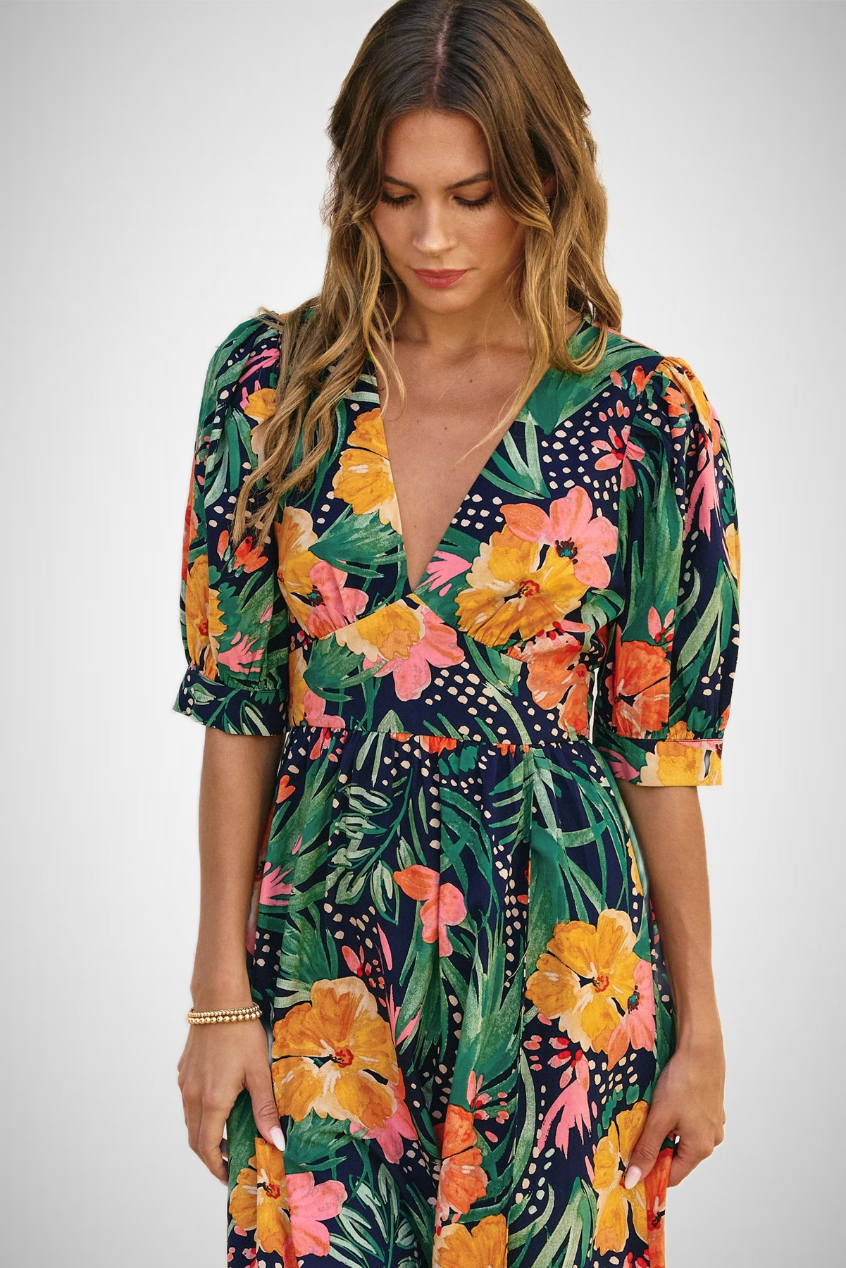 Hibiscus Surplice Slit Maxi Dress (8276756332752)