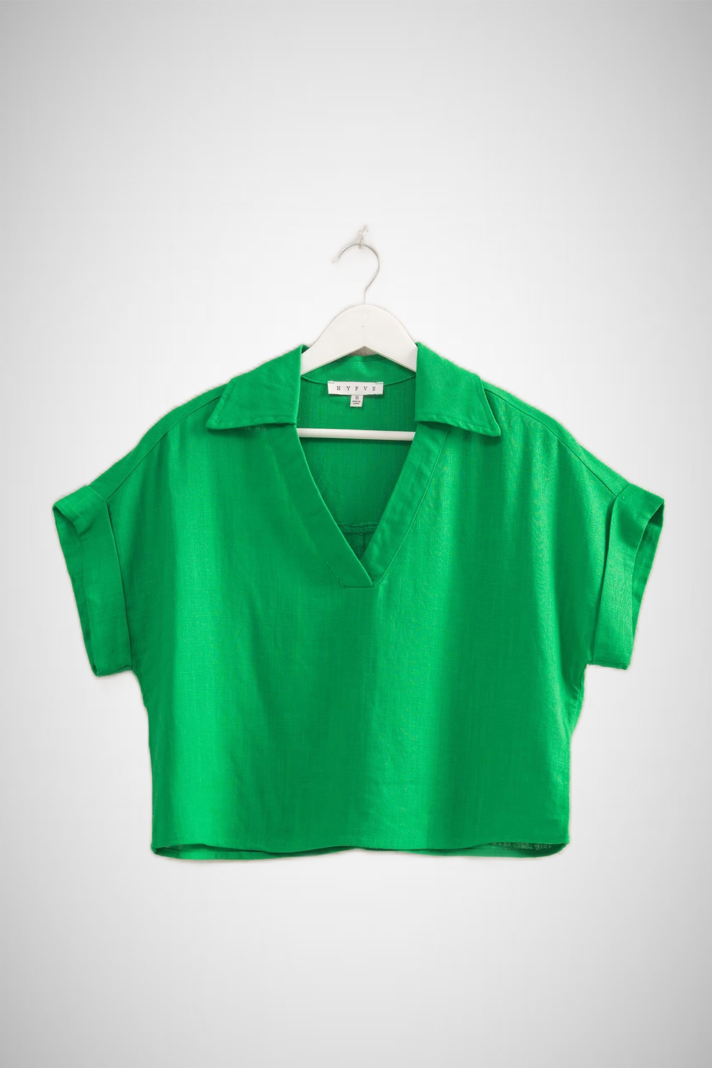 V-Neck Short Sleeve Linen Top (8268850790608)